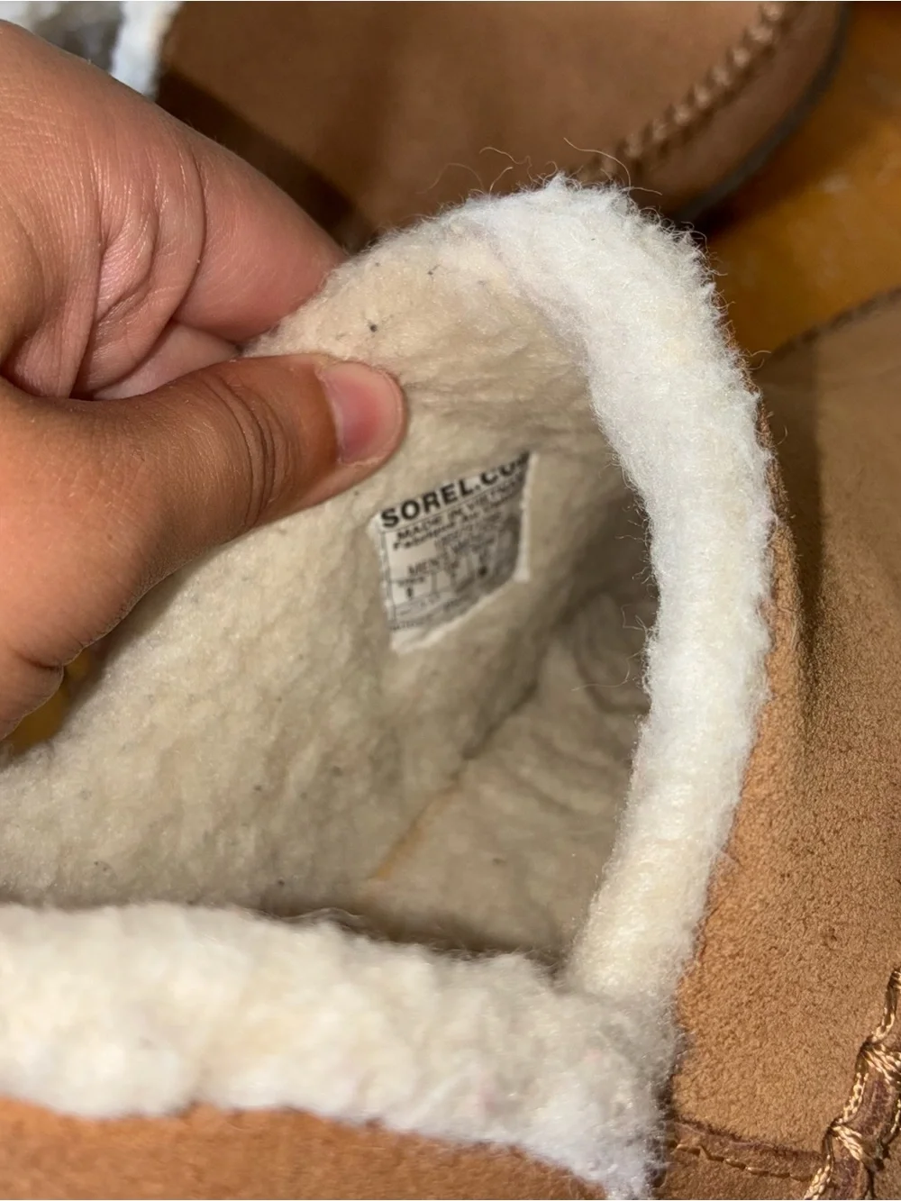 Sorel Men's Chestnut Suede Shearling-Lined Slip-On Mules